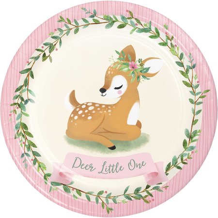 CREATIVE CONVERTING Little Deer First Birthday Paper Plates, 9", 96PK 350478